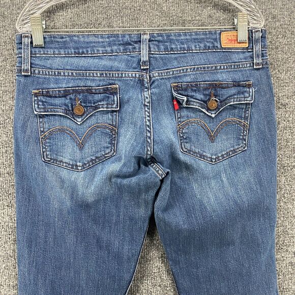 Levis 524 Jeans Womens 13 Blue Super Low Rise Denim Ladies 90s Ranch Boho Hippie - Picture 4 of 11